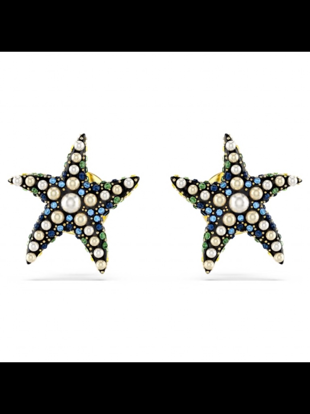 New! SWAROVSKI Idyllia stud earringsCrystal pearl, Starfish, Small, Multicolored